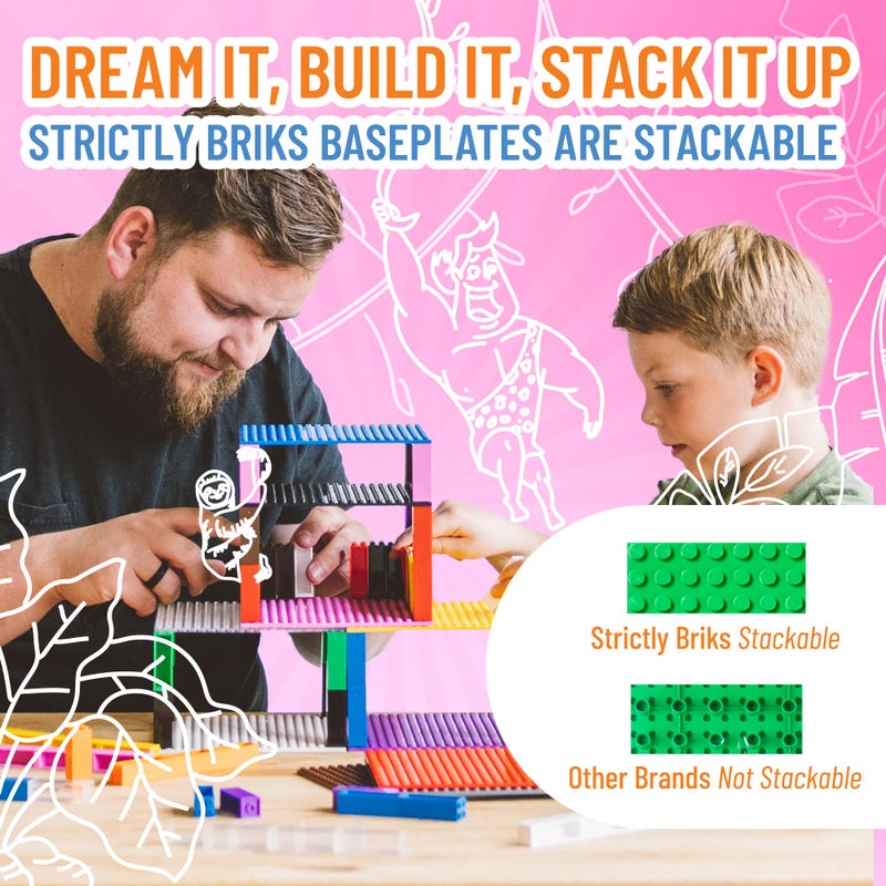 Strictly Briks Mega Toy Building Block Baseplate, Beginner Bricks Stackable Plate, Large Pegs for Toddlers, Compatible with All Major Brands, Kids Easter Gift, Green, 12.5 x 15 inches - Image 5